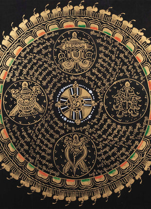 Auspicious Mantra Mandala | Buddhist Handpainted Art | Religious Wall Hanging Decor