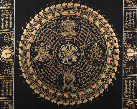 Auspicious Mantra Mandala | Buddhist Handpainted Art | Religious Wall Hanging Decor