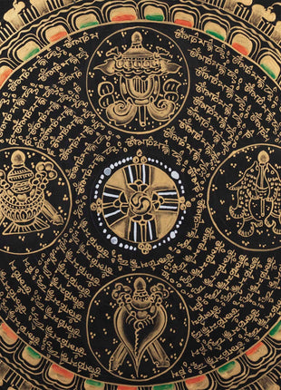 Auspicious Mantra Mandala | Buddhist Handpainted Art | Religious Wall Hanging Decor