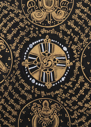 Auspicious Mantra Mandala | Buddhist Handpainted Art | Religious Wall Hanging Decor