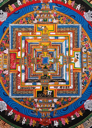 Traditional Kalachakra Mandala Thangka | Religious Handpainted Art | Wall Hanging Decor