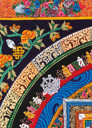 Traditional Kalachakra Mandala Thangka | Religious Handpainted Art | Wall Hanging Decor