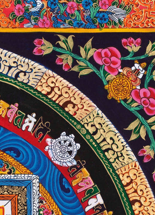 Traditional Kalachakra Mandala Thangka | Religious Handpainted Art | Wall Hanging Decor
