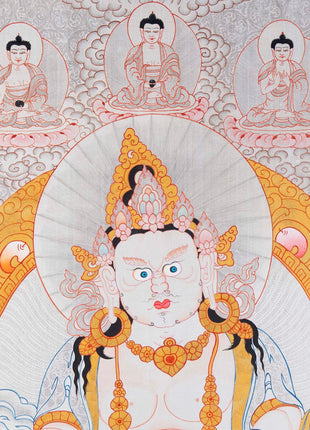 Yellow Dzambhala Mantra | Original Hand-painted Dzambala Thangka Painting