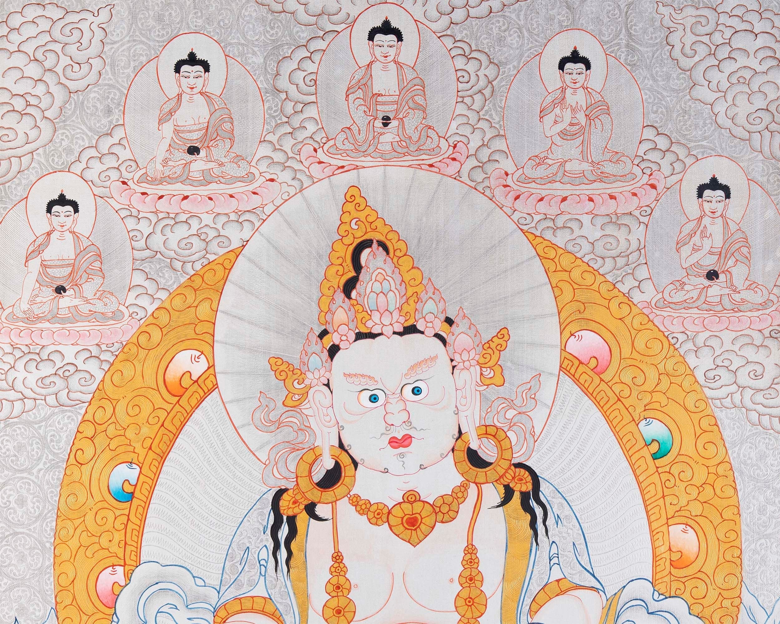 Yellow Dzambhala Mantra | Original Hand-painted Dzambala Thangka Painting