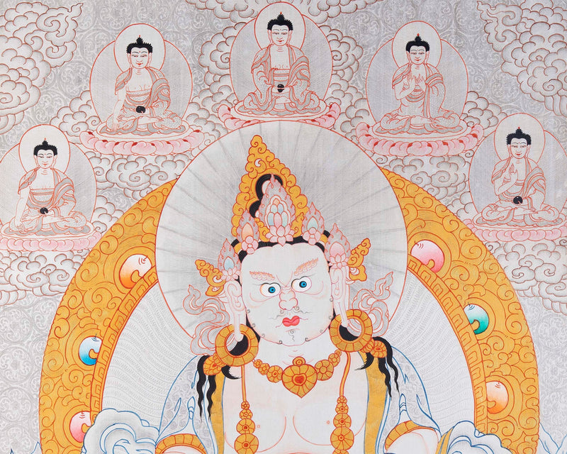 Yellow Dzambhala Mantra | Original Hand-painted Dzambala Thangka Painting