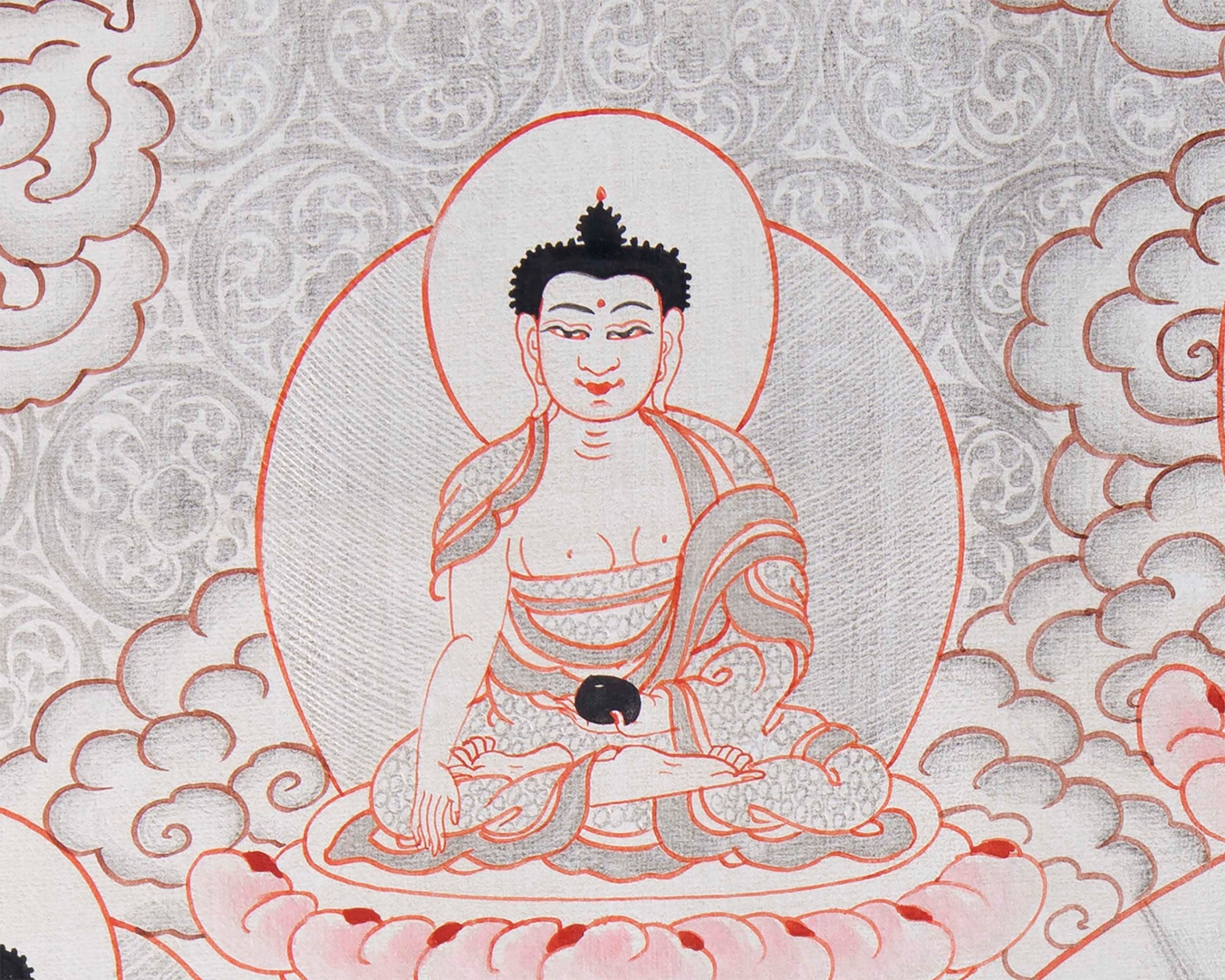 Yellow Dzambhala Mantra | Original Hand-painted Dzambala Thangka Painting