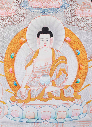 Dipankara, Gautama & Maitreya Surrounded By Aksobhya, Amitabha, Amoghasiddhi, Ratnasambhava And Vairocana