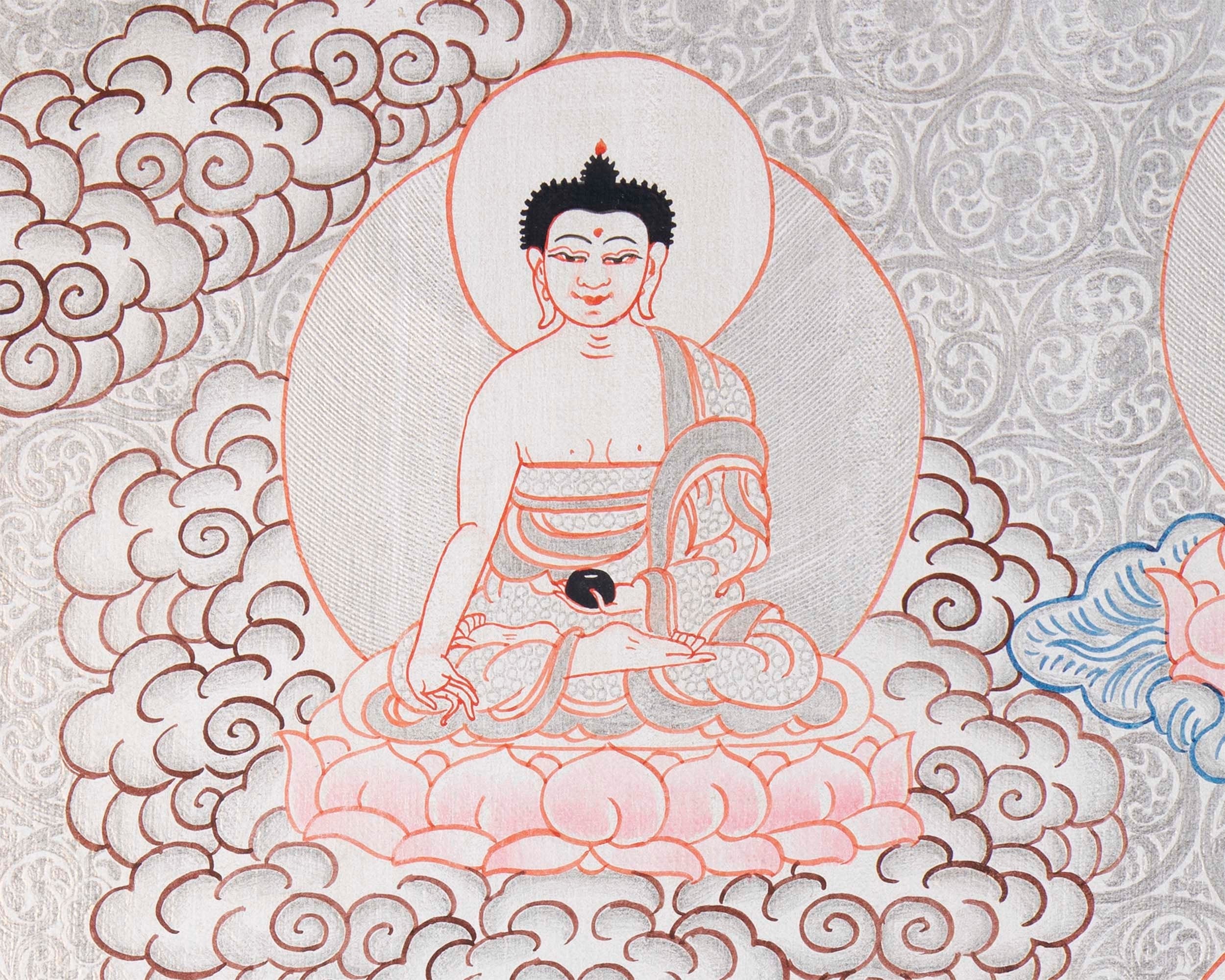 Dipankara, Gautama & Maitreya Surrounded By Aksobhya, Amitabha, Amoghasiddhi, Ratnasambhava And Vairocana