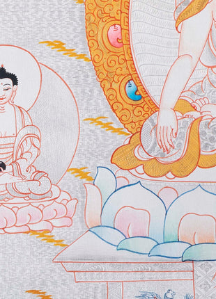 Dipankara, Gautama & Maitreya Surrounded By Aksobhya, Amitabha, Amoghasiddhi, Ratnasambhava And Vairocana