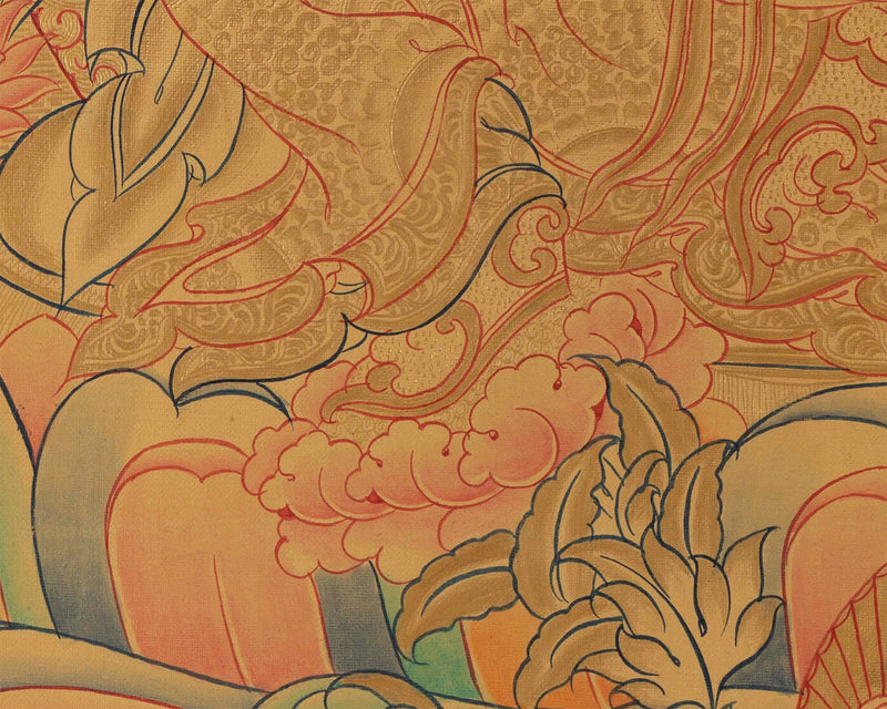 Original Hand painted Guru Rinpoche Thangka | Spiritual Art for Yoga meditation