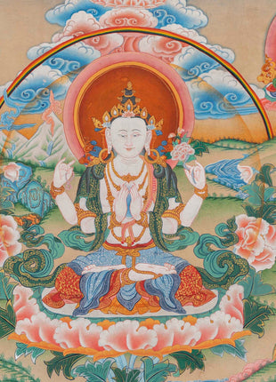 Brocade Chengrezig Thanka |  Buddhist Wall hanging