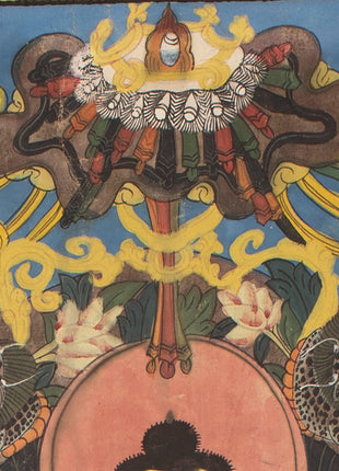 Buddhist Thangka painting | Shakyamuni Buddha with two chief Disciples