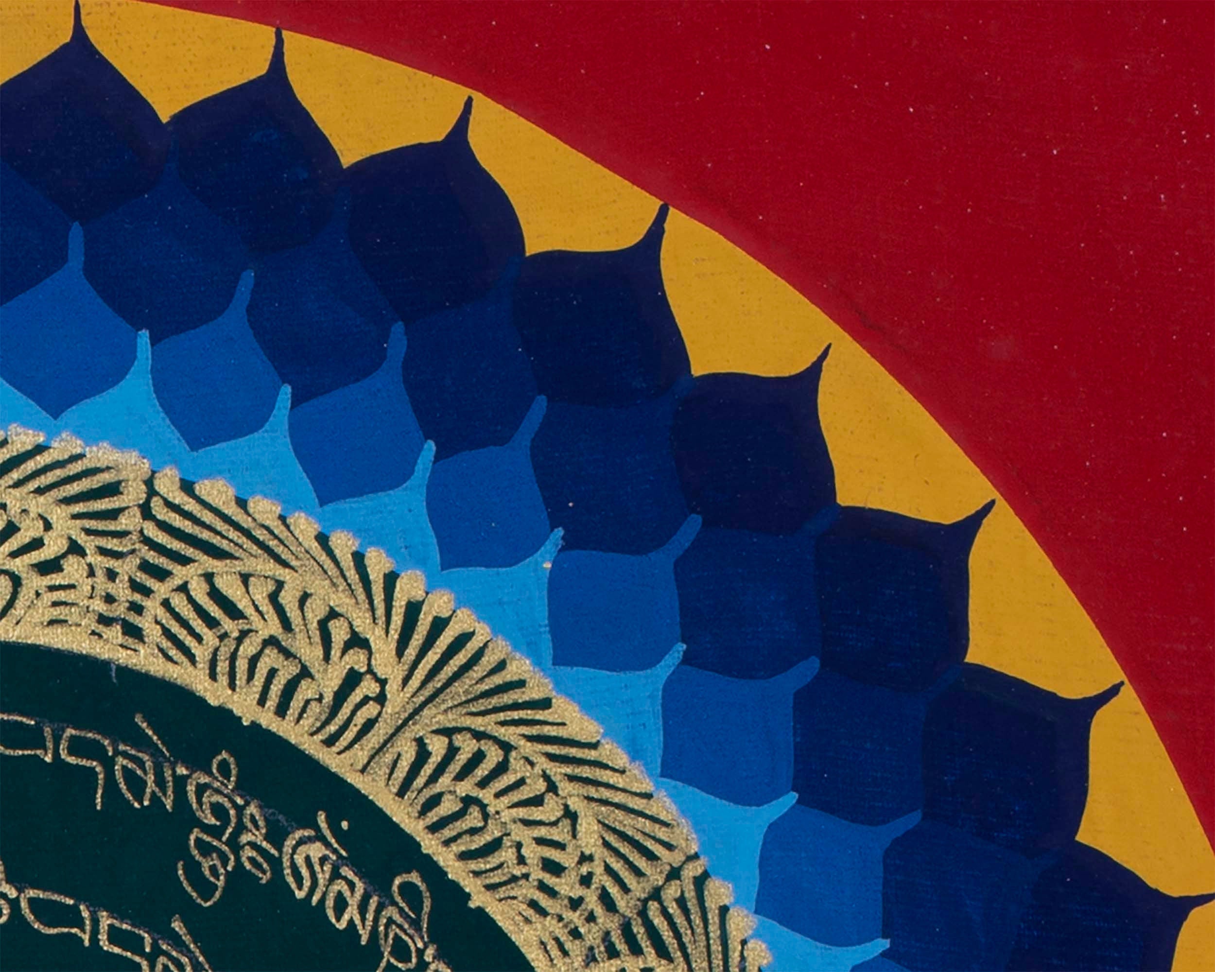 Flower Mandala Thangka | Buddhist Handpainted Art | Religious Wall Decor