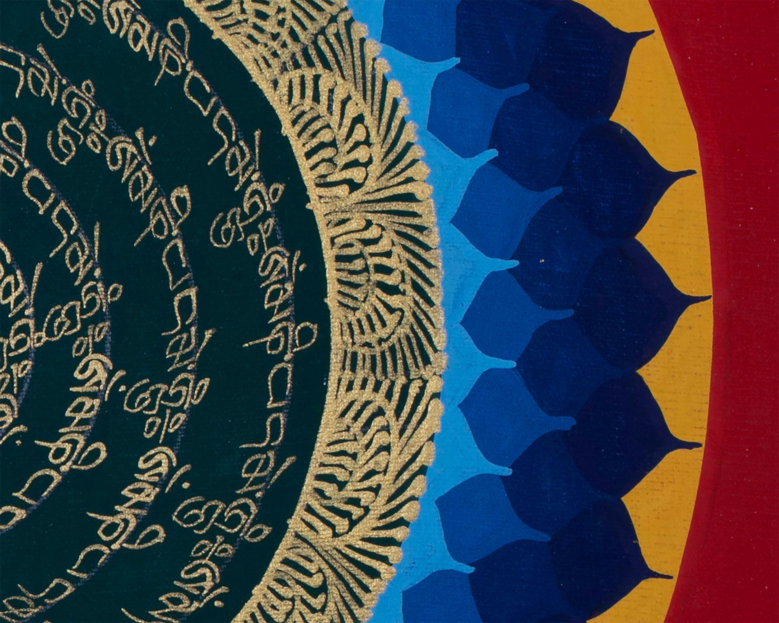 Flower Mandala Thangka | Buddhist Handpainted Art | Religious Wall Decor