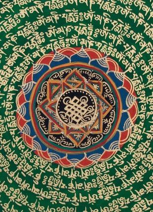 Endless Knot Mantra Thangka | Traditional Mandala Art | Wall Hanging Decoration