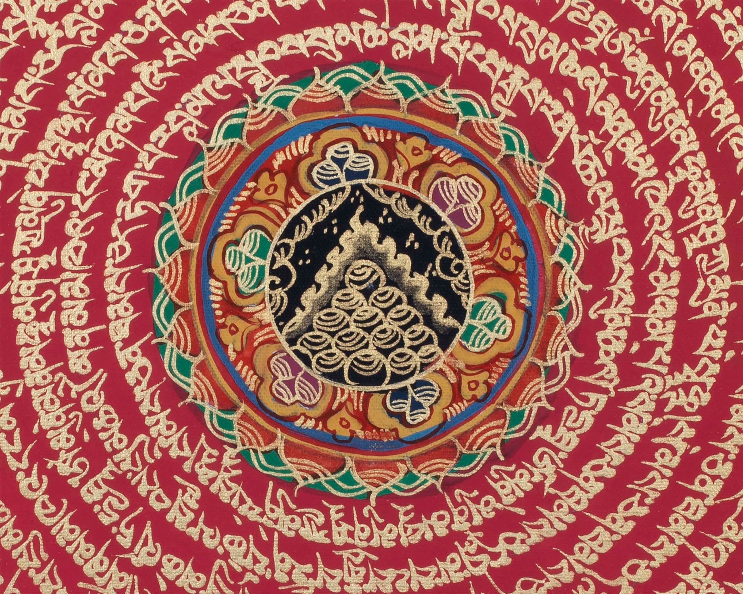 Precious Stone Mandala Thangka | Buddhist Handpainted Art | Wall Decoration Painting