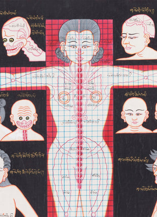 Cranial Physiognomy | Tibetan Thangka Depicting the Circulation of Blood