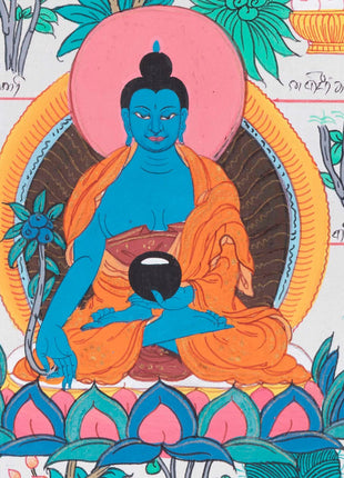 Tibetan Medicinal Herbs and Plants Thangka | Medicinal Painting