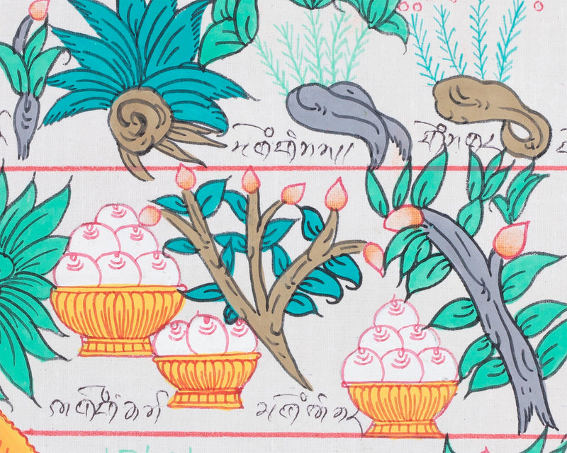 Tibetan Medicinal Herbs and Plants Thangka | Medicinal Painting