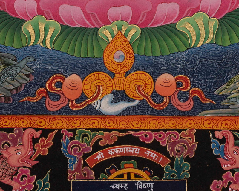 Newari Padmapani Lokeshvara | Rare Genuine Hand Painted Paubha Art