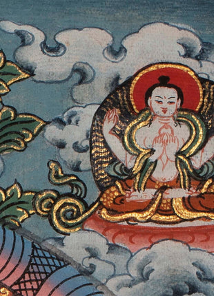 Buddha Mandala Thangka with Boddhisattavas | Himalayan Religious Painting