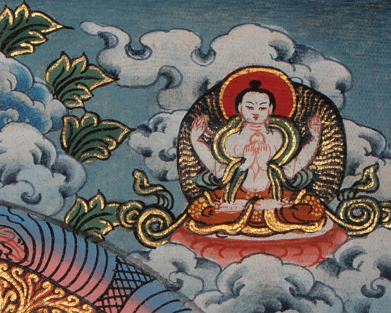 Buddha Mandala Thangka with Boddhisattavas | Himalayan Religious Painting