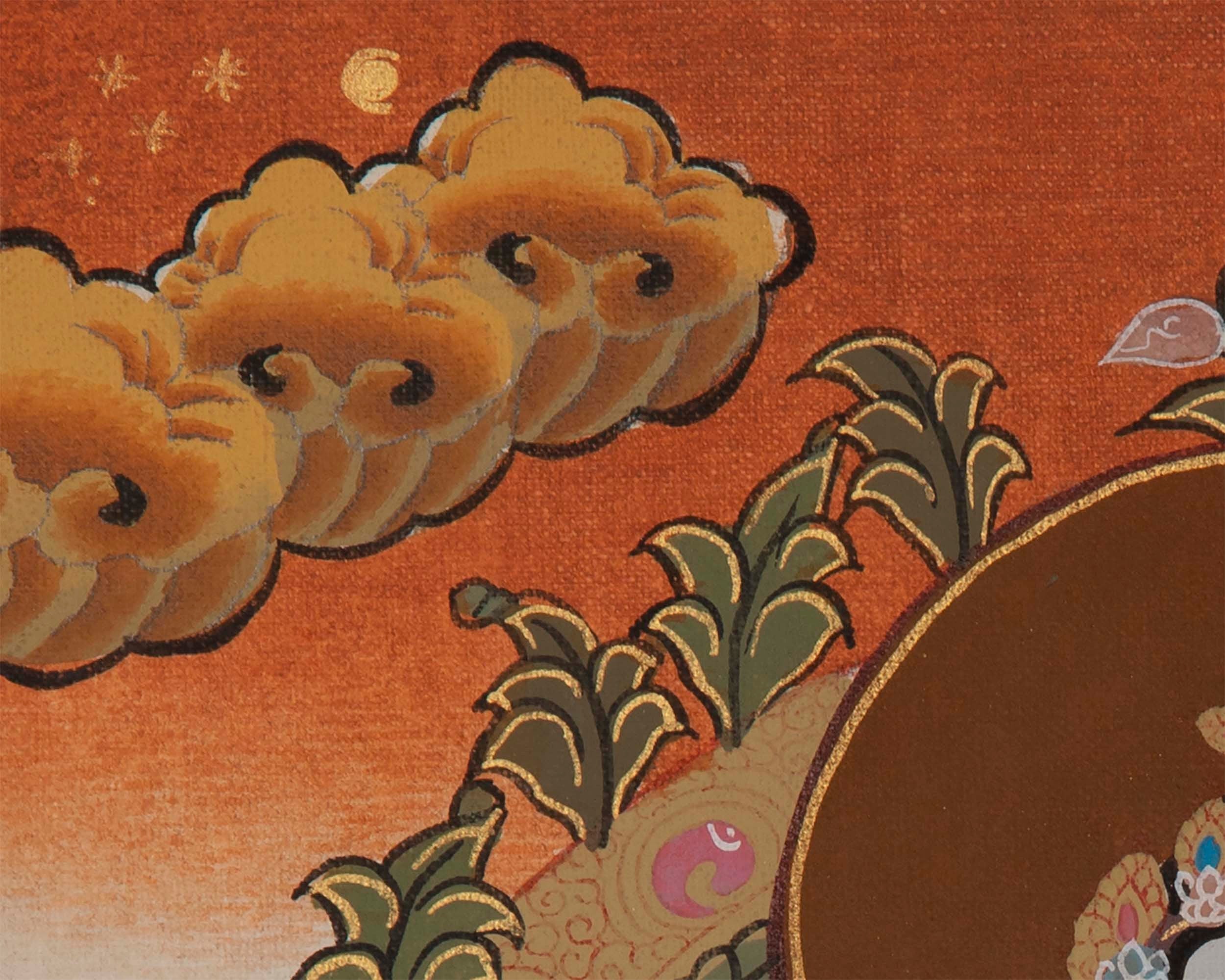 Tibetan Chengrezig Thangka | Original Wall Hanging Hand Paint