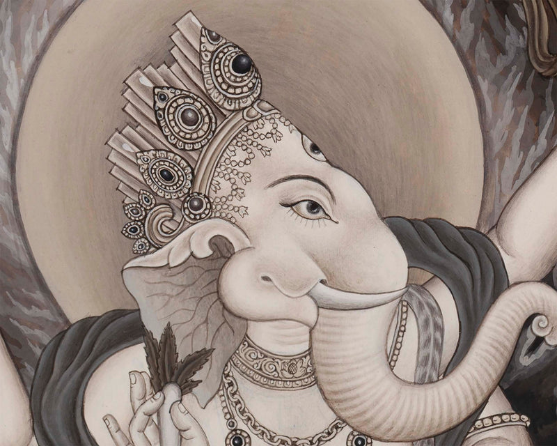 Ganesha Thangka | Hindu Deity Art | Wall Hanging Decorations