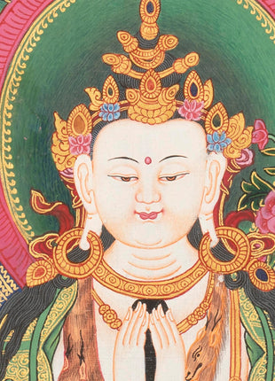4 Armed Chengrezig Thangka | Buddhist Newari Art Style from Kathmandu Nepal