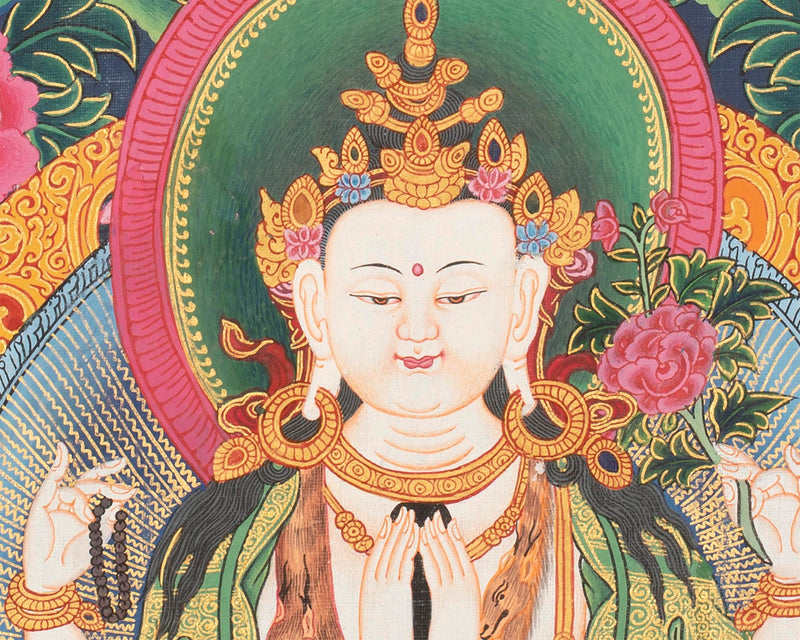 4 Armed Chengrezig Thangka | Buddhist Newari Art Style from Kathmandu Nepal