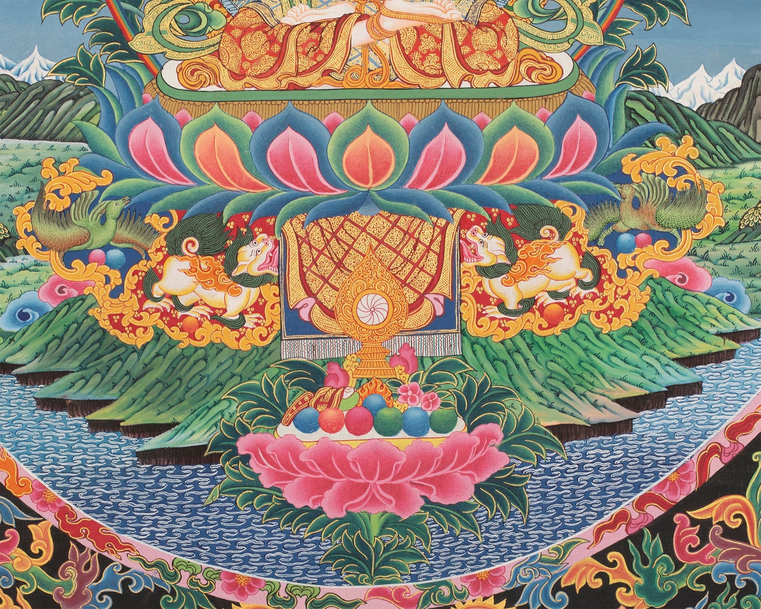 4 Armed Chengrezig Thangka | Buddhist Newari Art Style from Kathmandu Nepal