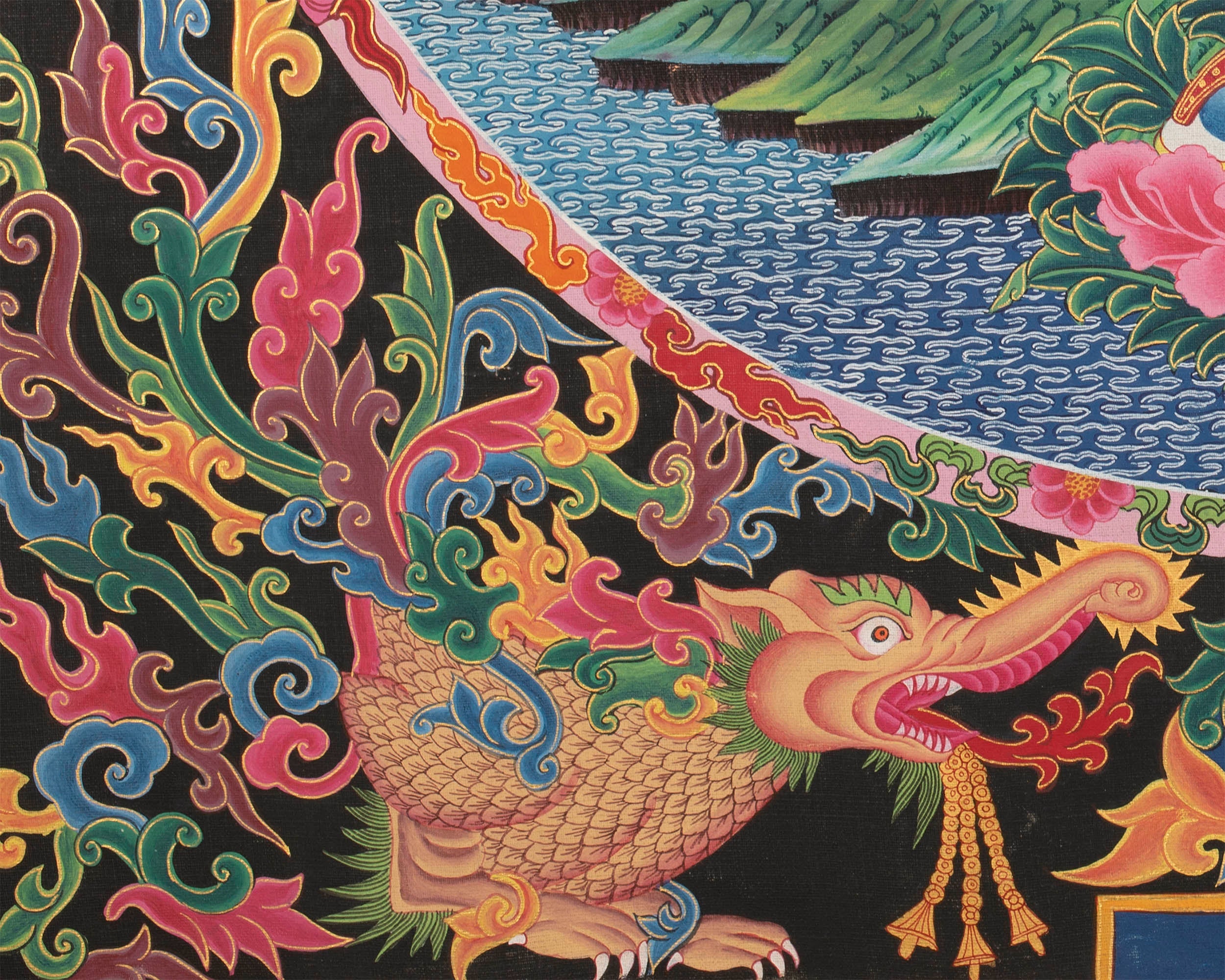 4 Armed Chengrezig Thangka | Buddhist Newari Art Style from Kathmandu Nepal