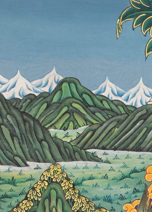 4 Armed Chengrezig Thangka | Buddhist Newari Art Style from Kathmandu Nepal
