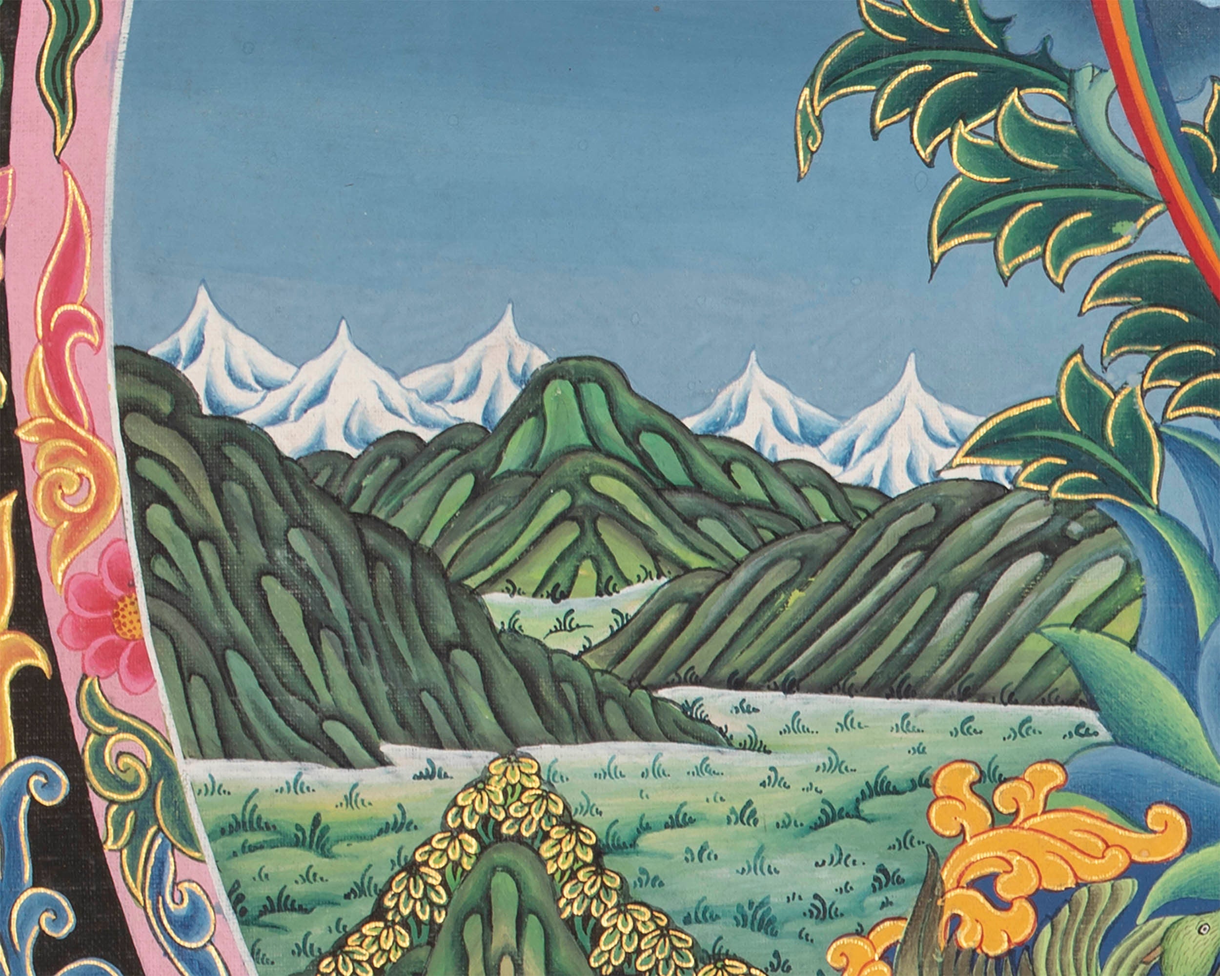 4 Armed Chengrezig Thangka | Buddhist Newari Art Style from Kathmandu Nepal