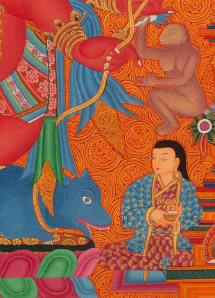 Ganapati Thangka Painting | Handmade Buddhist Sakya Red Ganesha