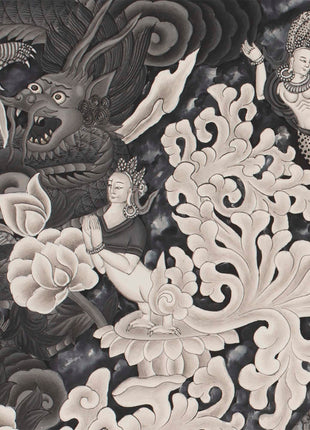 Avalokiteshvara Bodhisattva  | Black White Painting Thangka