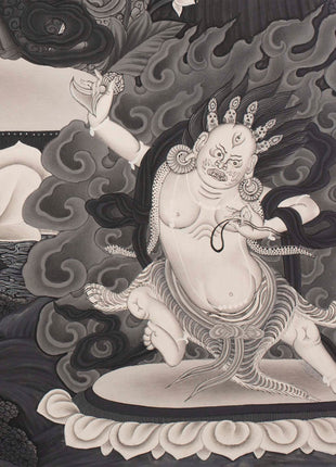 Avalokiteshvara Bodhisattva  | Black White Painting Thangka