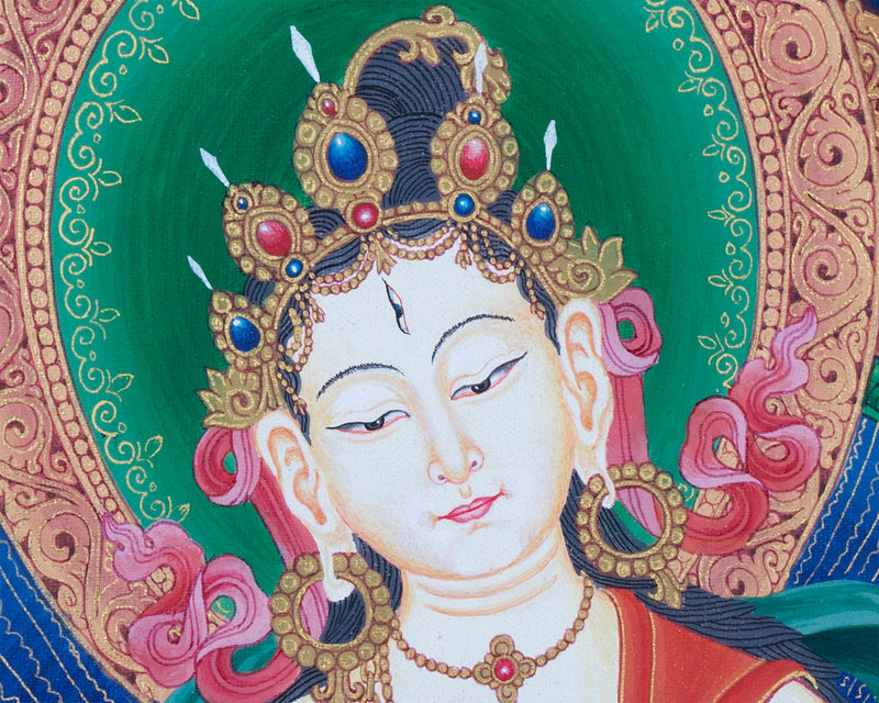 Thangka Painting Of White Tara | Newari Thangka of Tara
