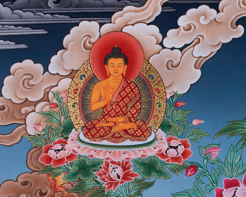 Thangka Painting Of Shakyamuni Buddha | Handpainted Tibetan Art | Thangka For Mindfulness