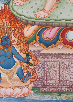 Simhanada Lokeshvara Thangka | Buddhist Handpainted Art | Religious Wall Decors