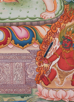 Simhanada Lokeshvara Thangka | Buddhist Handpainted Art | Religious Wall Decors