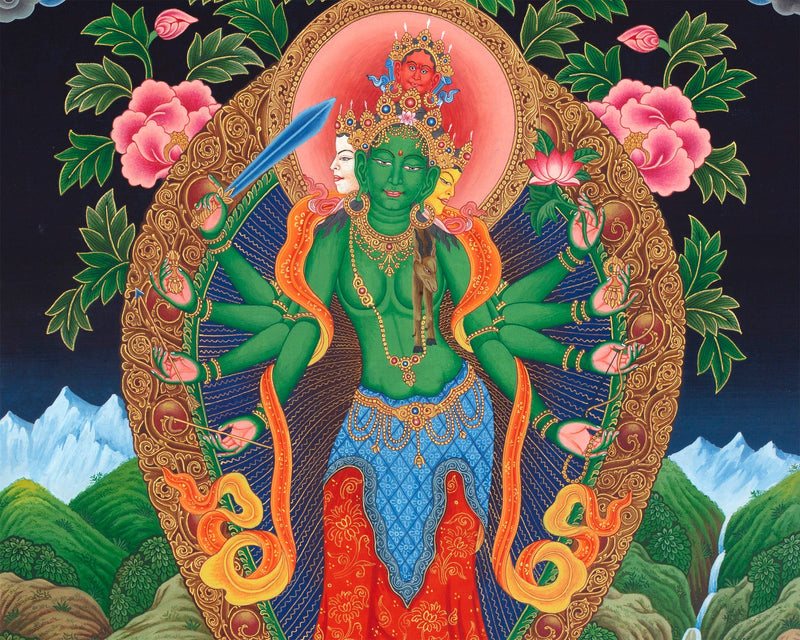 Paubha Painting of Bodhisattva Lokeshvara | Ancient Religious Art