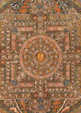 Vintage Buddhist Mandala | Hand Painted Tibetan Wall Decor