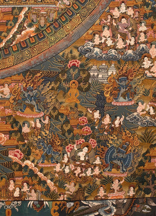 Vintage Buddhist Mandala | Hand Painted Tibetan Wall Decor