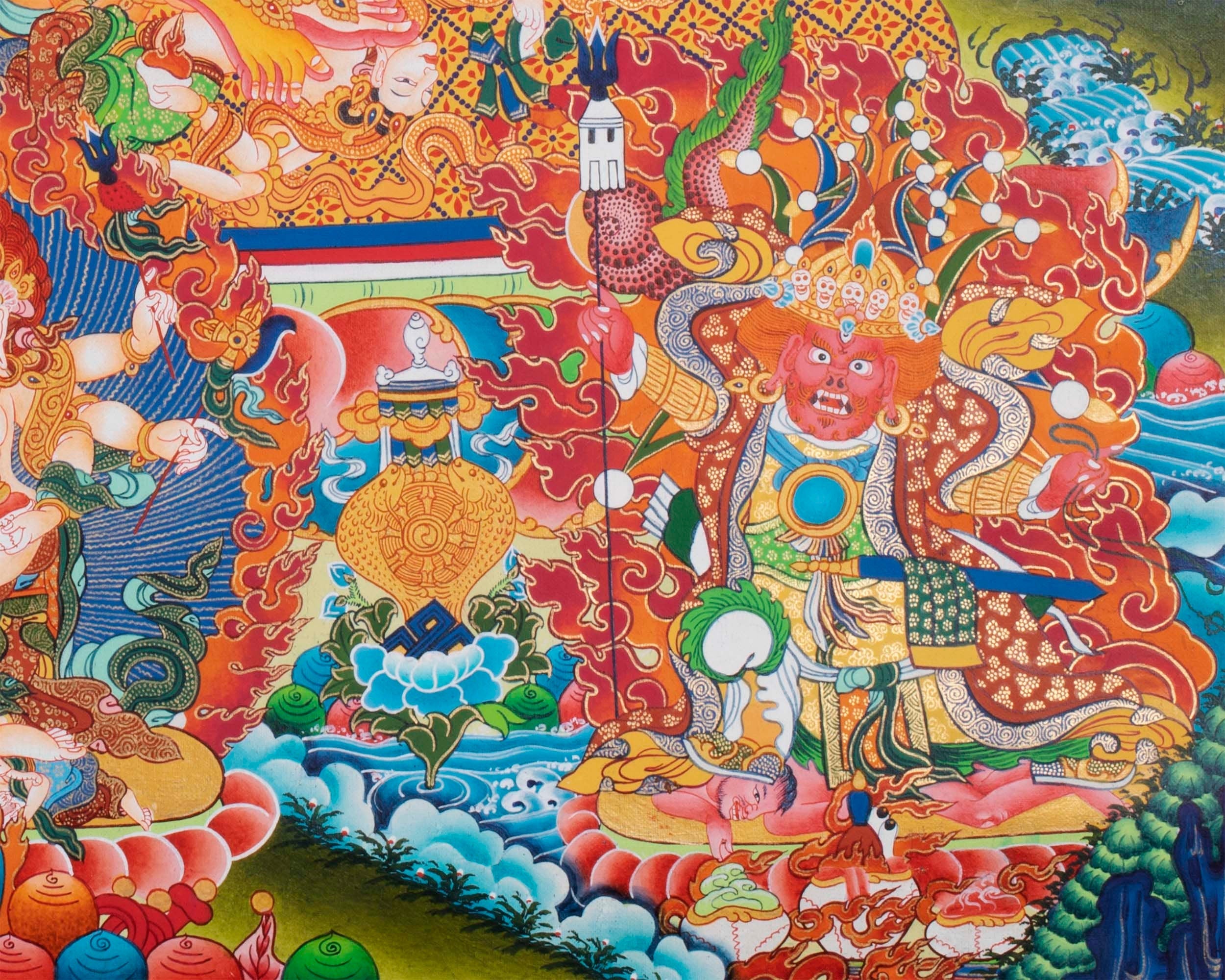 Yidam Kalachakra Thangka | His Consort Vishvamata | Handpainted Wall Decoration