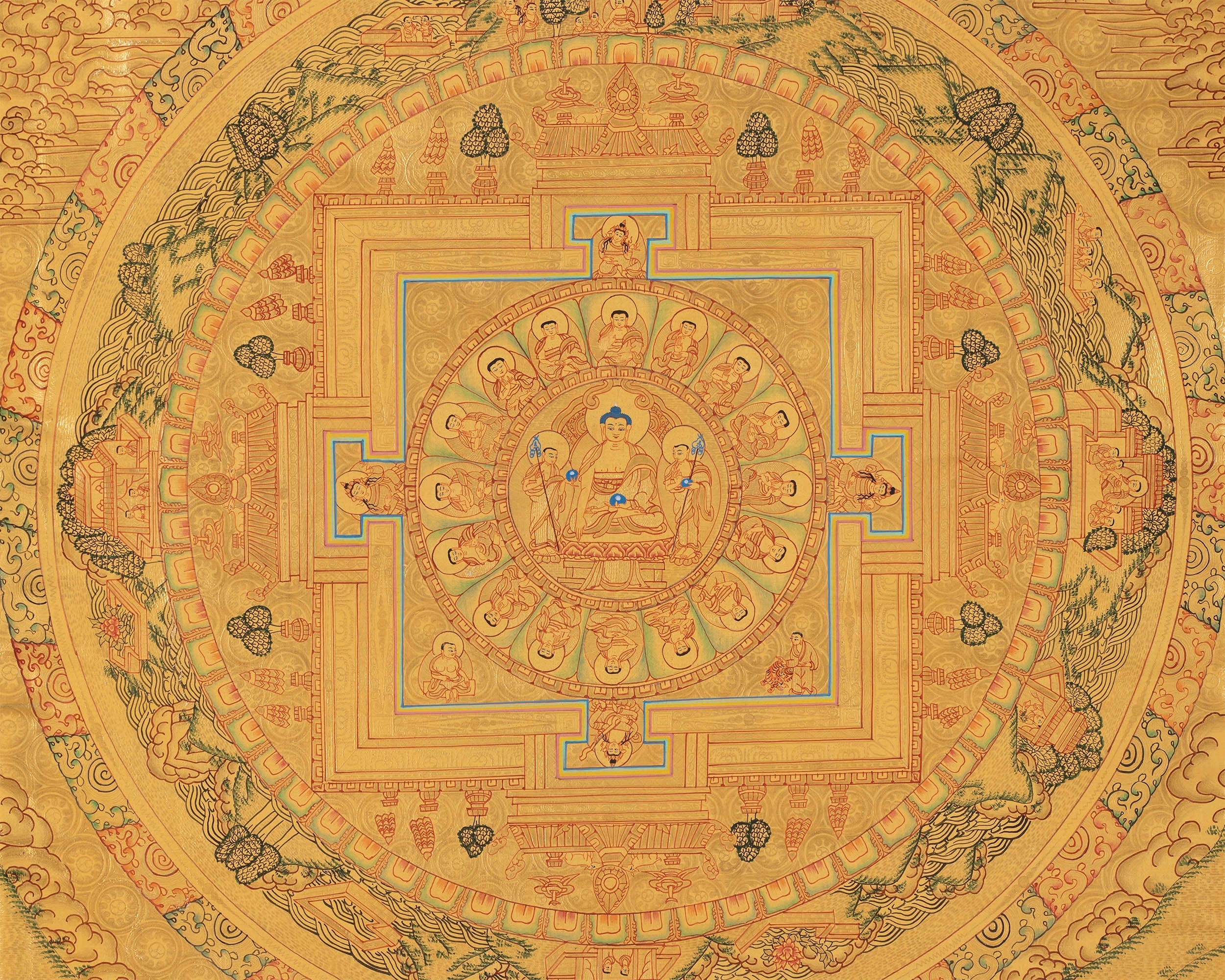 Shakyamuni Buddha Mandala Thangka | Home Decor