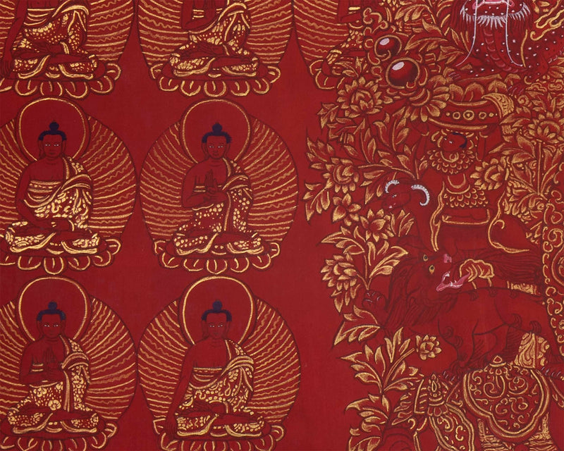 108 Multiple Shakyamuni Buddha  | Hand Painted 24K Gold Art