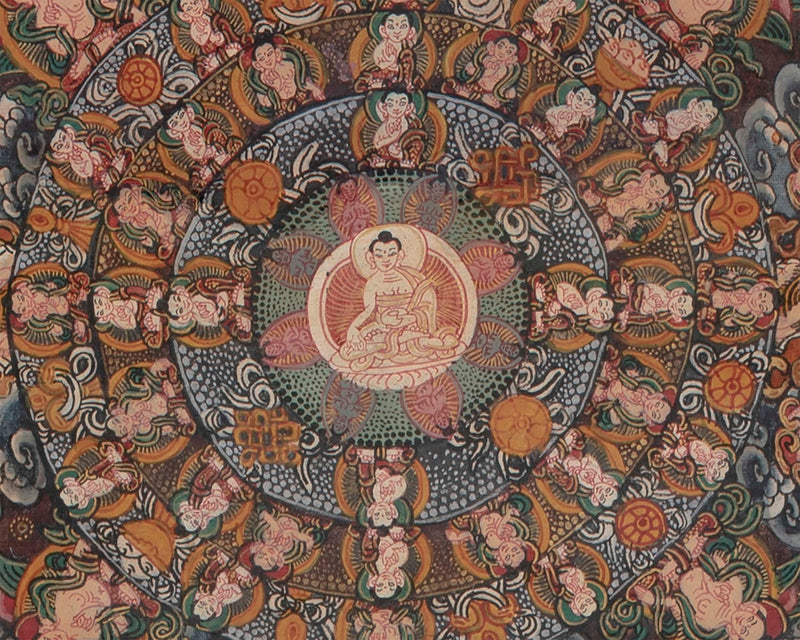 Vintage Mandala Thangka | Original Brocade Mounted Painting