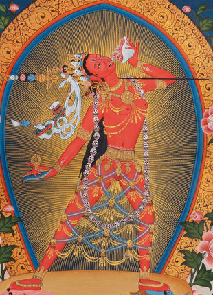 Vajrayogini Thangka in Tibetan Style | Vintage Art from Nepal